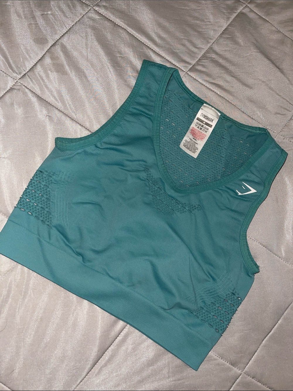 Gymshark Seamless Teal Crop Tank • Mesh Ventilation • Women’s M • Athleisure